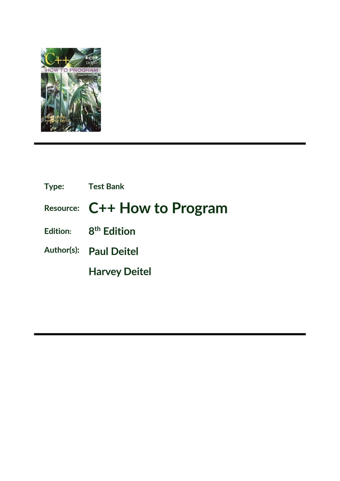 C++ How to Program, 8E by Paul Deitel Test Bank by TBtutors - Issuu