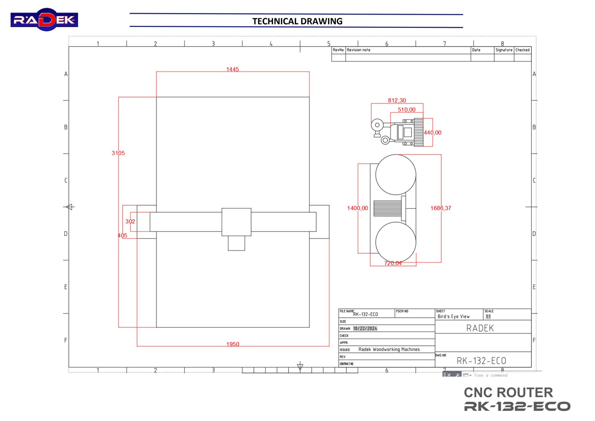 CNC ROUTER (RK-132-ECO) - TECHNICAL DRAW AND ELECTRICAL INSTALLATION ...