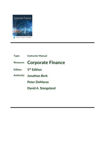 Corporate Finance, Fifth Canadian Edition, 5E Jonathan Berk