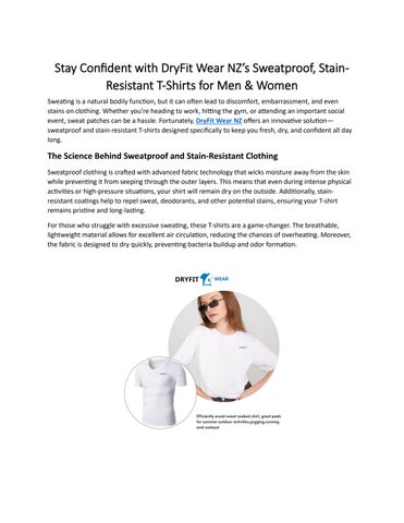 Stay Confident with DryFit Wear NZ’s Sweatproof, Stain-Resistant T-Shirts for Men & Women
