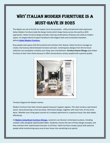 Why Italian Modern Furniture is a Must-Have in 2025