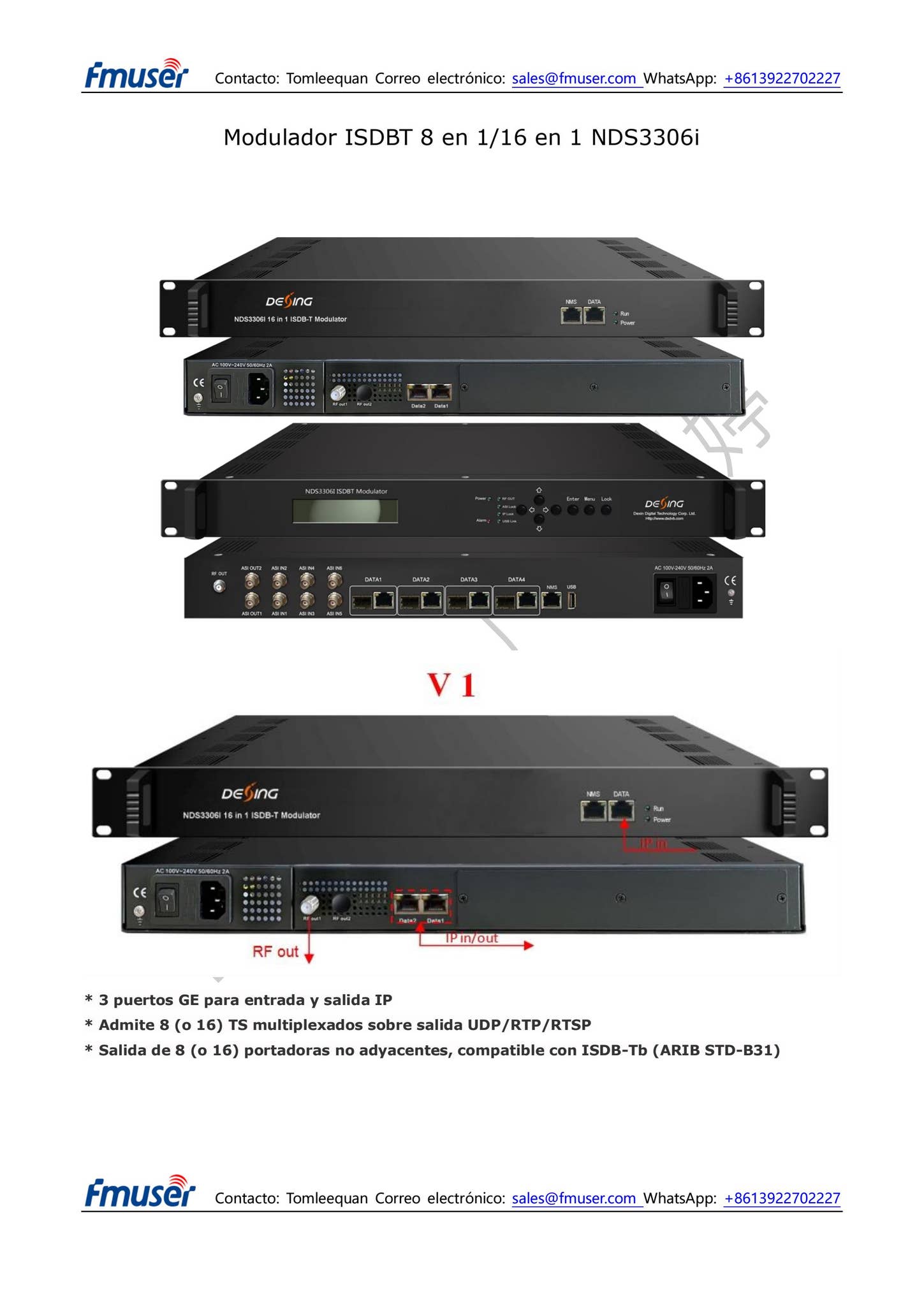 Modulador ISDB-T NDS3306i (8 en 1, 16 en 1) by FMUSER Broadcast - Issuu