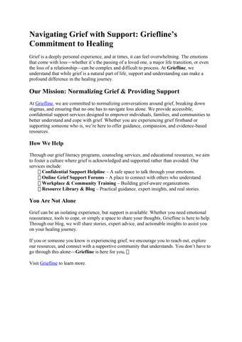 Navigating Grief with Support wb by Griefline-Bereavementsupport - Issuu