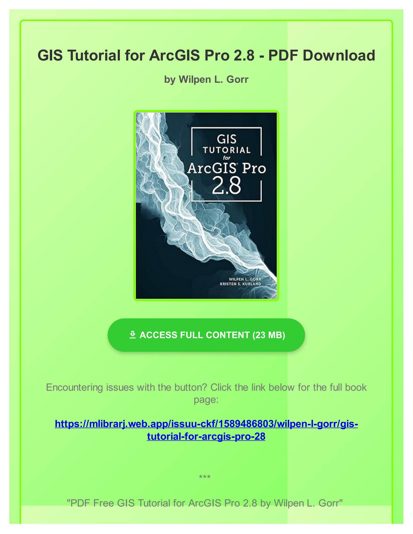 PDF Free GIS Tutorial for ArcGIS Pro 2.8 by Wilpen L. Gorr by ...