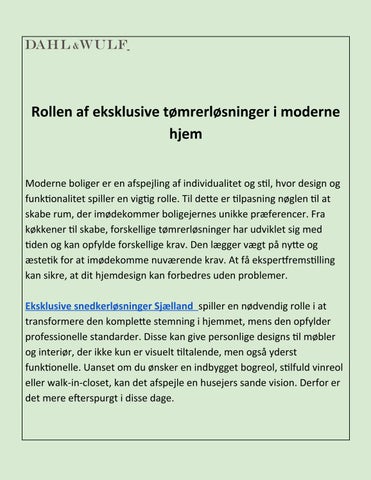 Rollen af ​​eksklusive tømrerløsninger i moderne hjem