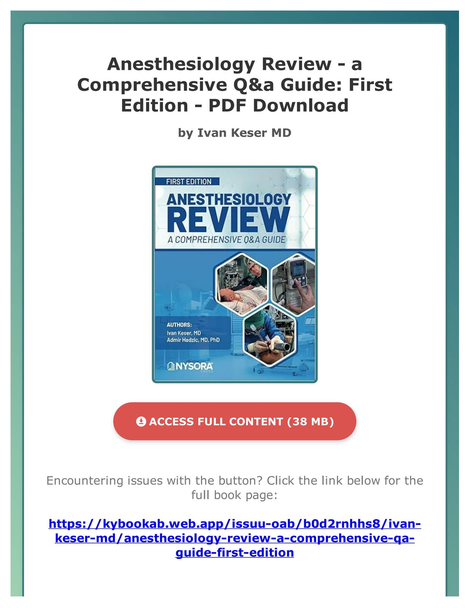 REVIEW BOOK 内科外科2022-2023 Ebook Anesthesiology Review - a Comprehensive Q&a Guide