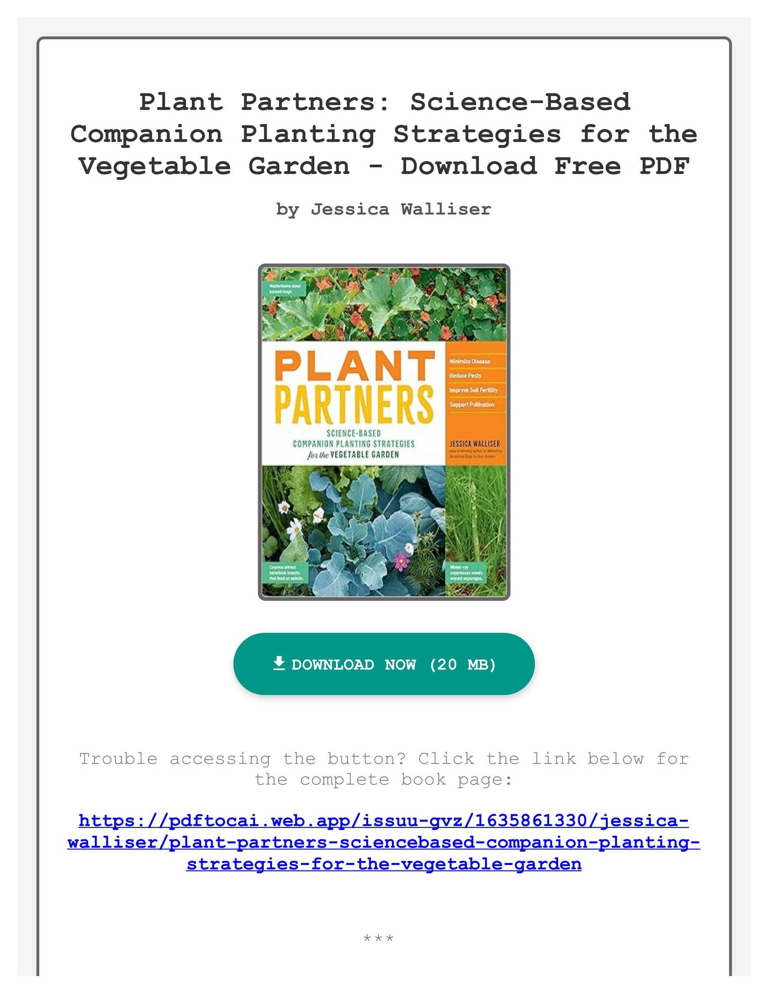 洋書　Planting Companions Great Garden Companions: A Companion-Planting System for a