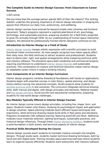 The Complete Guide to Interior Design Courses: From Classroom to Career ...