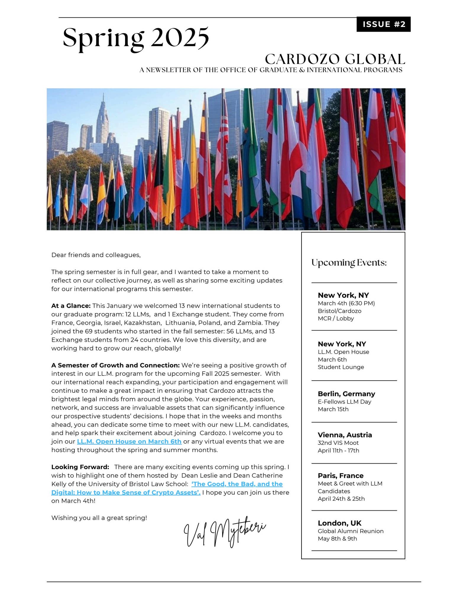 Cardozo Law Global Newsletter - Spring 2025 by Cardozo School of Law - Issuu