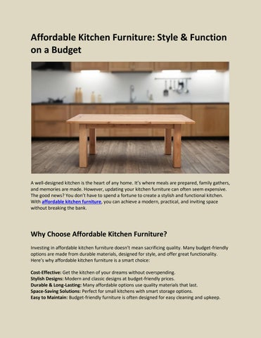 Affordable Kitchen Furniture: Style & Function on a Budget