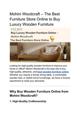  Mohini Woodcraft – The Best Furniture Store Online to Buy Luxury Wooden Furniture 