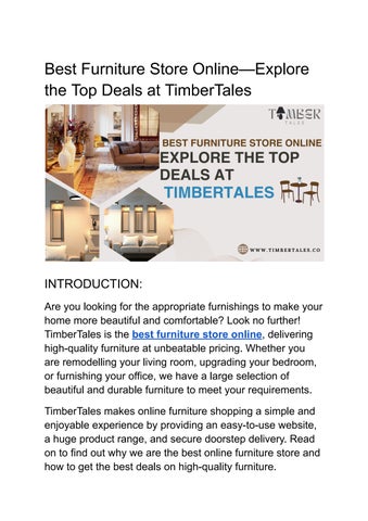 Best Furniture Store Online – Explore the Top Deals at TimberTales