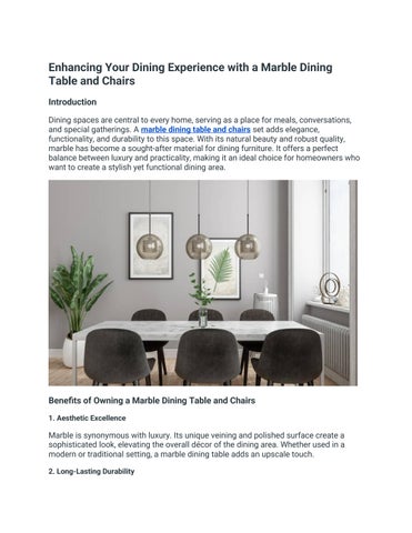 Enhancing Your Dining Experience with a Marble Dining Table and Chairs