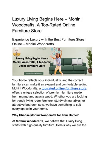  Luxury Living Begins Here – Mohini Woodcrafts, A Top-Rated Online Furniture Store 
