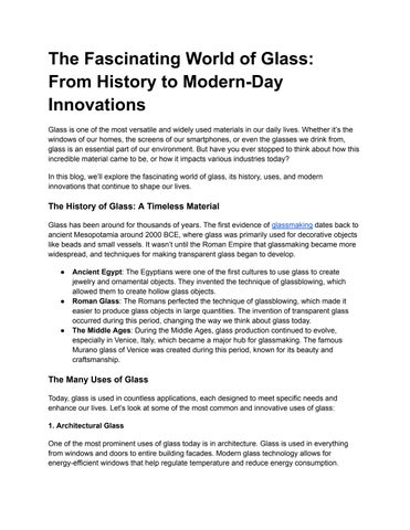 The Fascinating World of Glass From History to Modern-Day Innovations