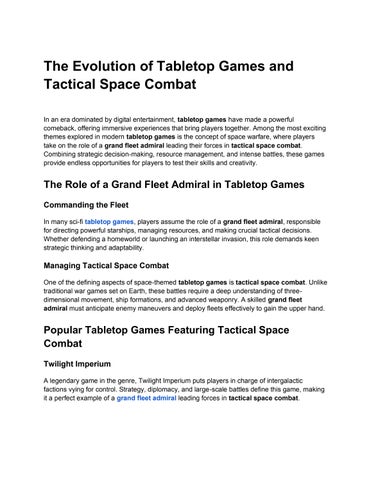 The Evolution of Tabletop Games and Tactical Space Combat 