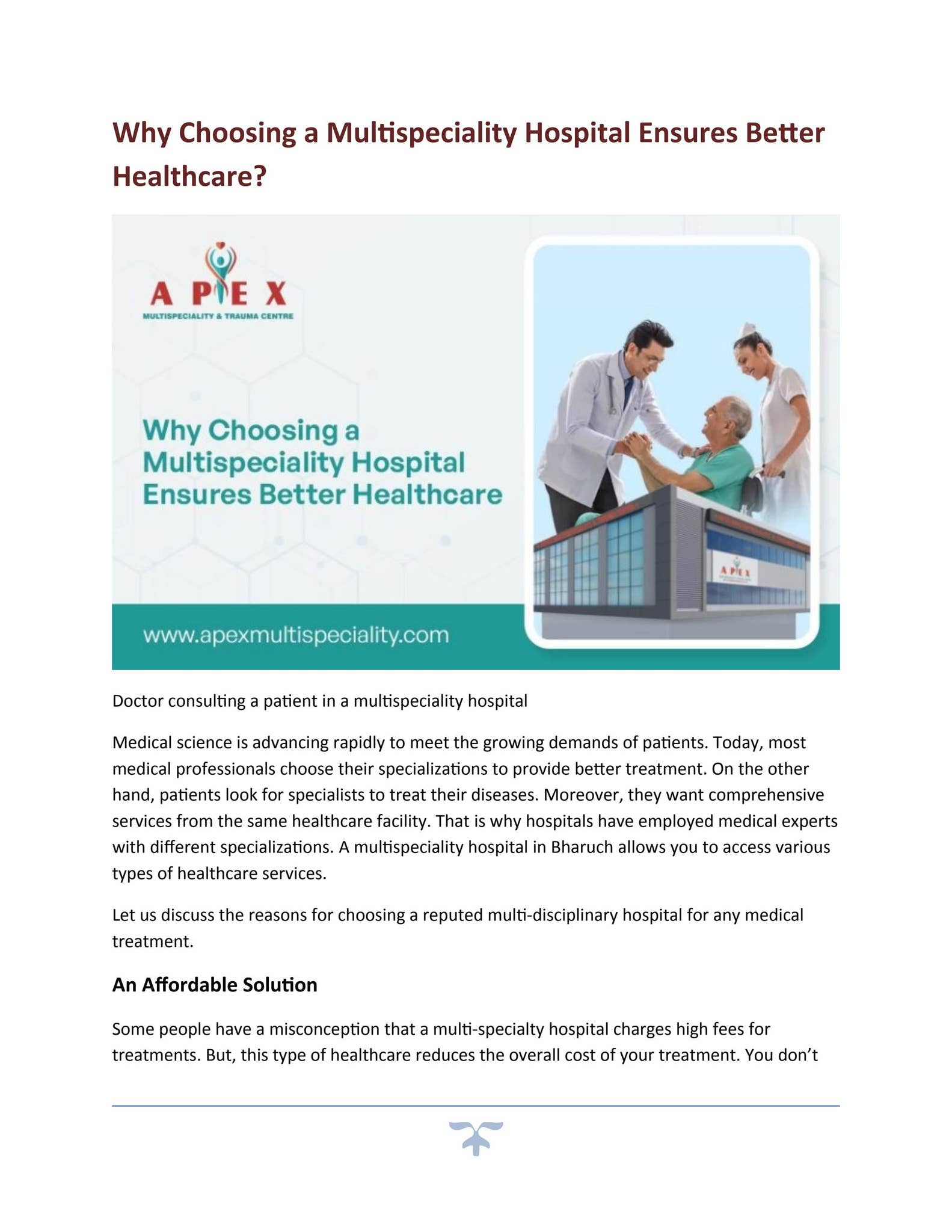 Why Choosing a Multispeciality Hospital Ensures Better Healthcare? by ...