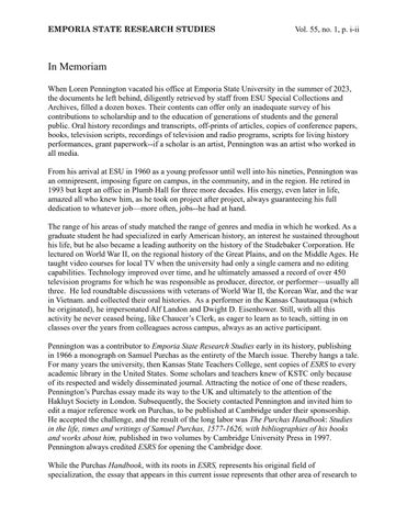 Emporia State Research Studies 第 55, Iss. 1 - February 2025 第 2 页