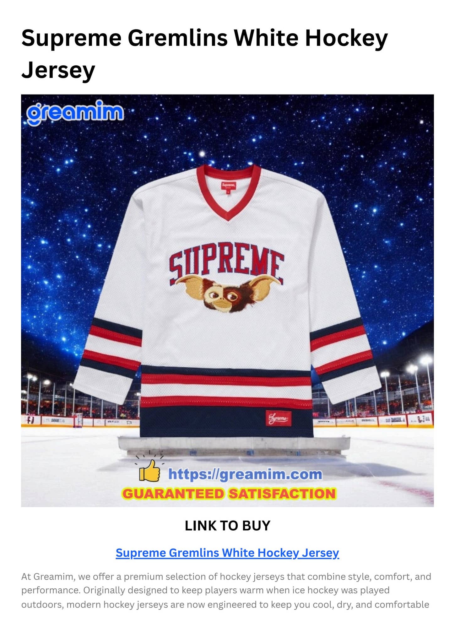 Supreme Gremlins Hockey Jersey ホワイト XL Supreme Gremlins Hockey Jersey 