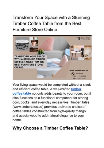  Transform Your Space with a Stunning Timber Coffee Table from the Best Furniture Store Online 