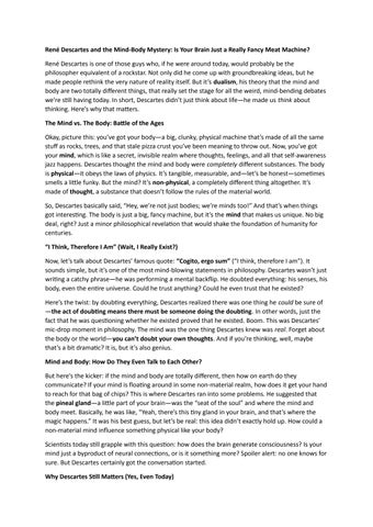 René Descartes and the Mind