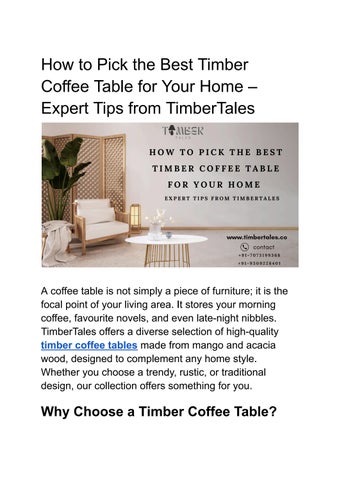  How to Pick the Best Timber Coffee Table for Your Home – Expert Tips from TimberTales 