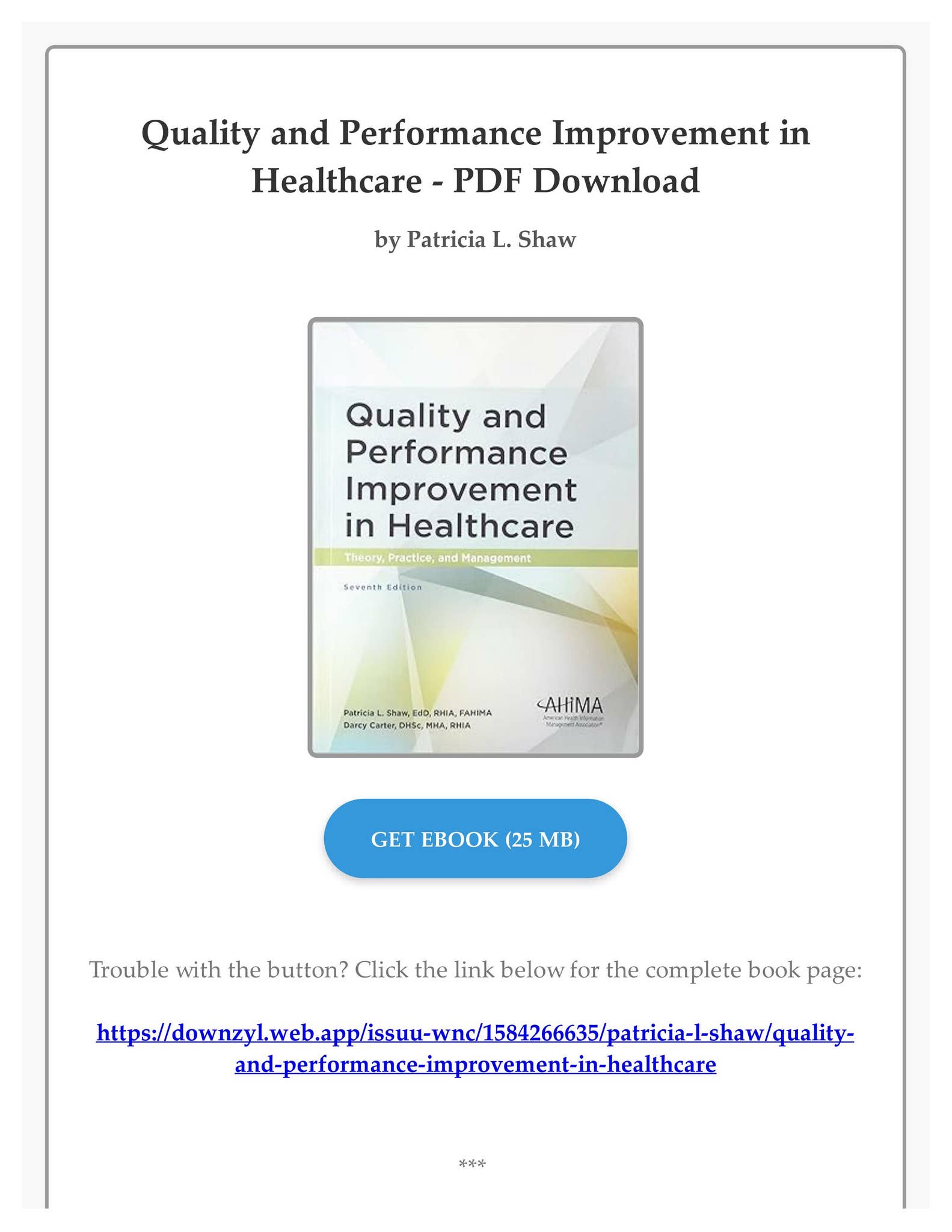 (EBOOK)(PDF) Quality and Performance Improvement in Healthcare by ...