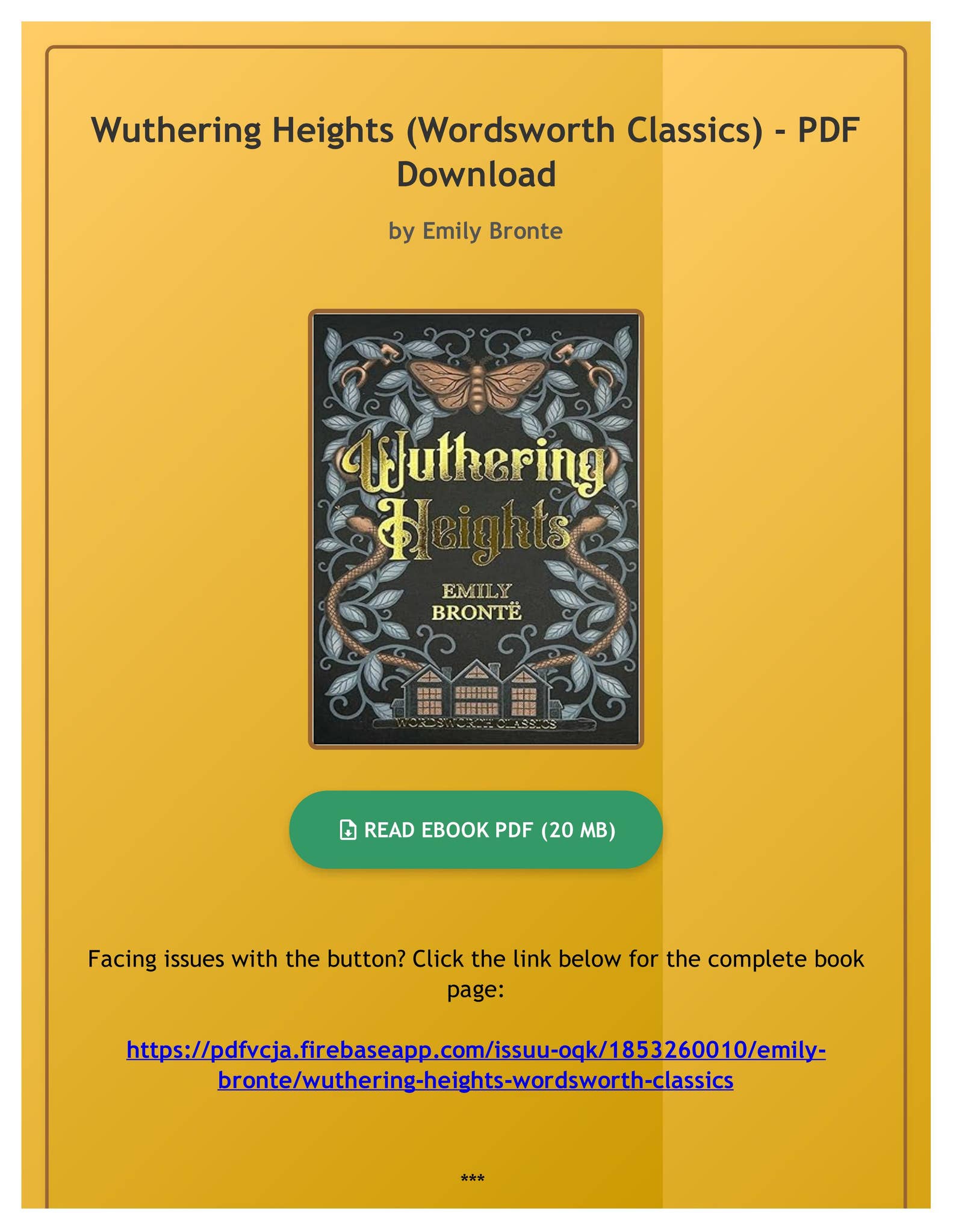 PDF EBOOK Wuthering Heights (Wordsworth Classics) by Emily Bronte by ...