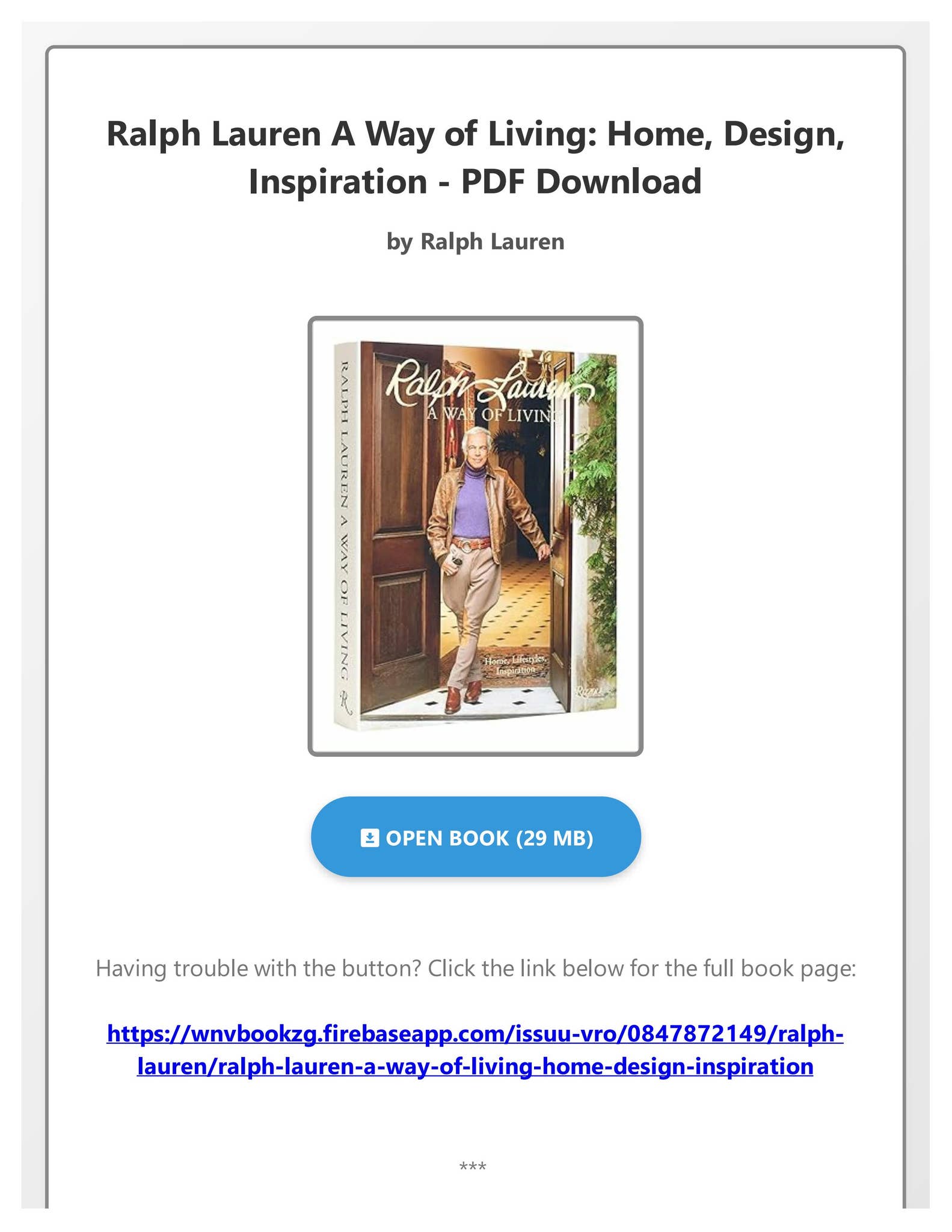 Ralph Lauren: A Way of Living