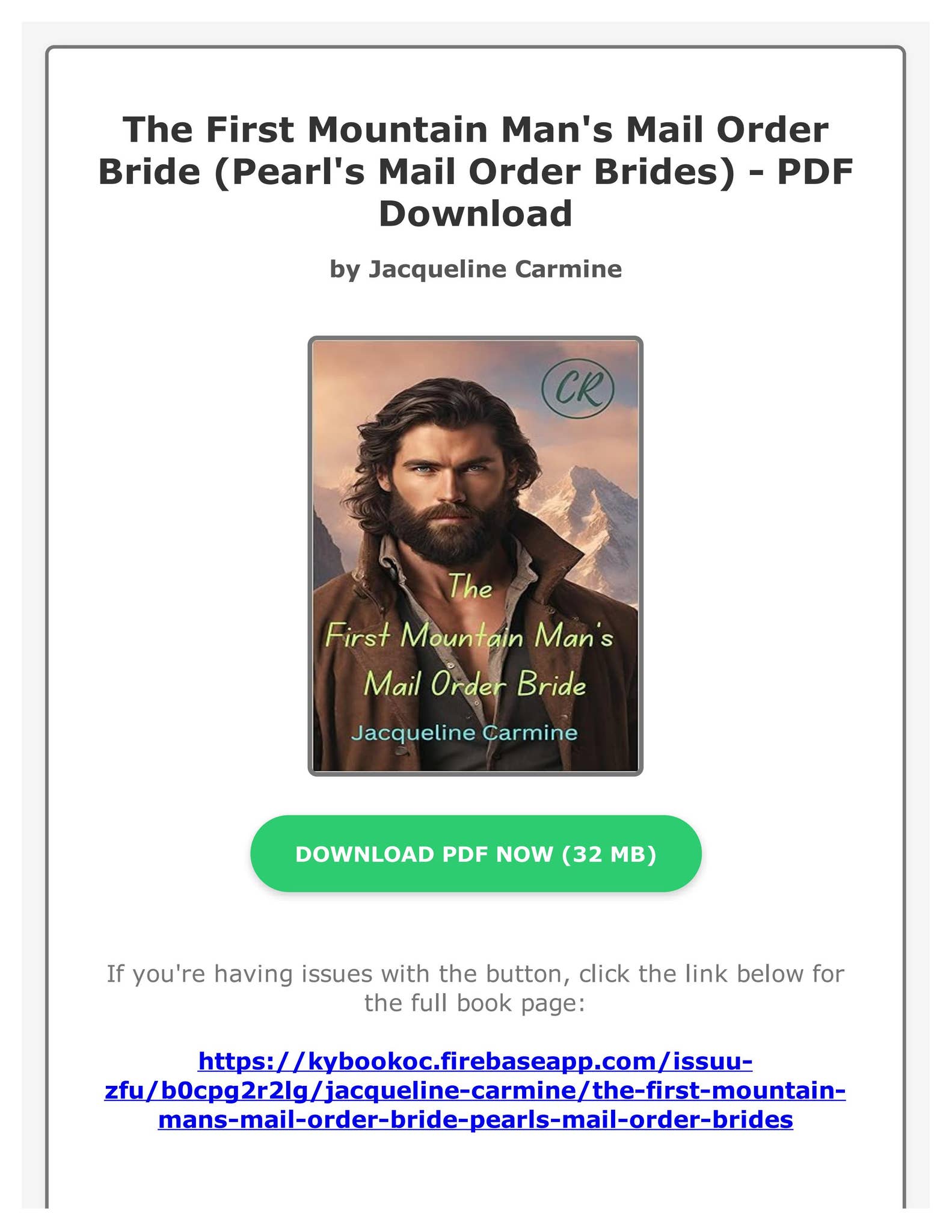 (Pdf Ebook) The First Mountain Man's Mail Order Bride (Pearl's