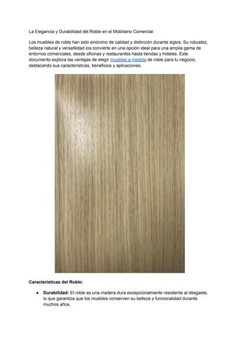La Elegancia y Durabilidad del Roble en el Mobiliario Comercial