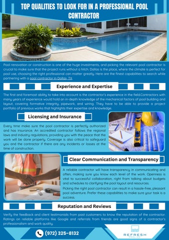 Professional Pool Contractor Services by Refresh Pool Company - Issuu