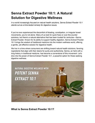 Senna Extract Powder 10:1: Nature's Answer to Digestive Wellness by ...