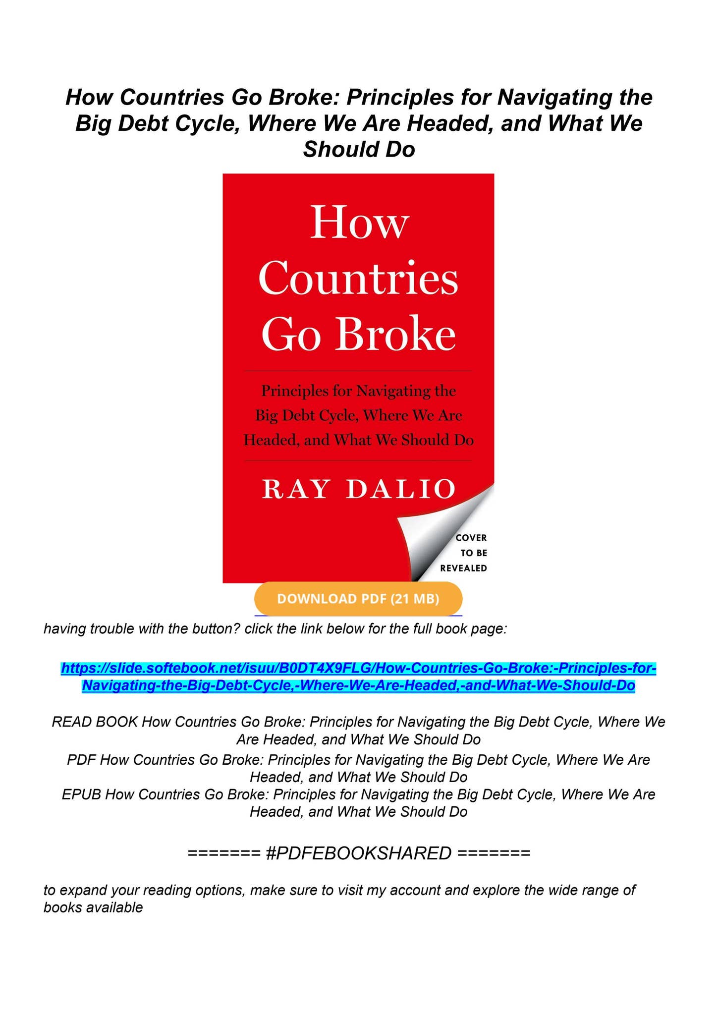 Ebook PDF How Countries Go Broke: Principles for Navigating