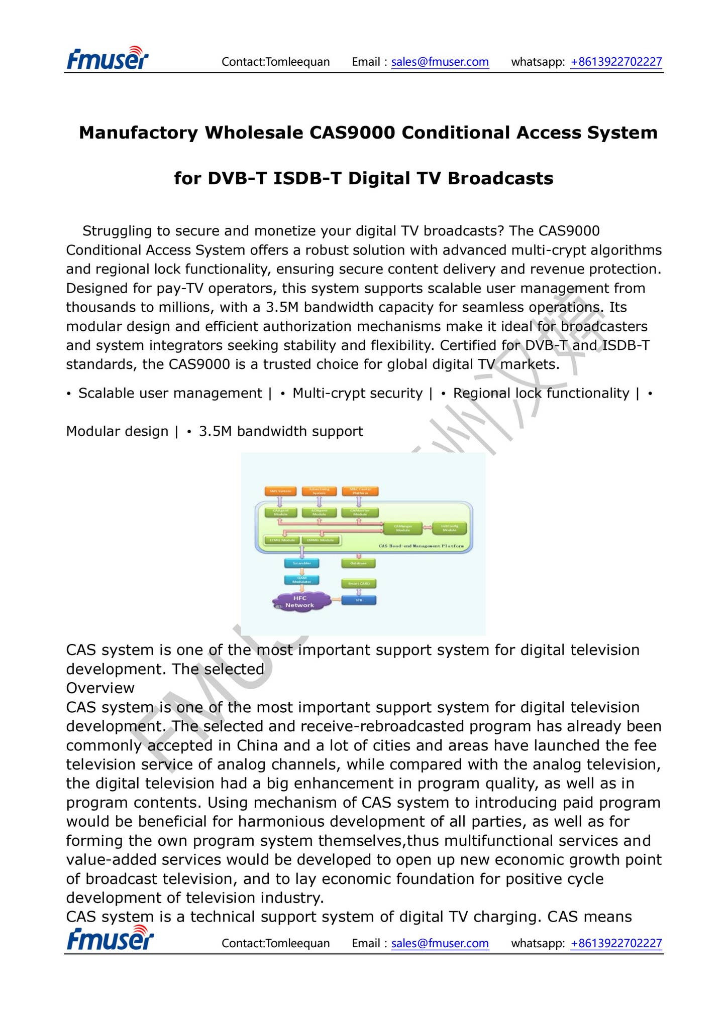 Manufactory Wholesale CAS9000 Conditional Access System for DVB-T ISDB ...