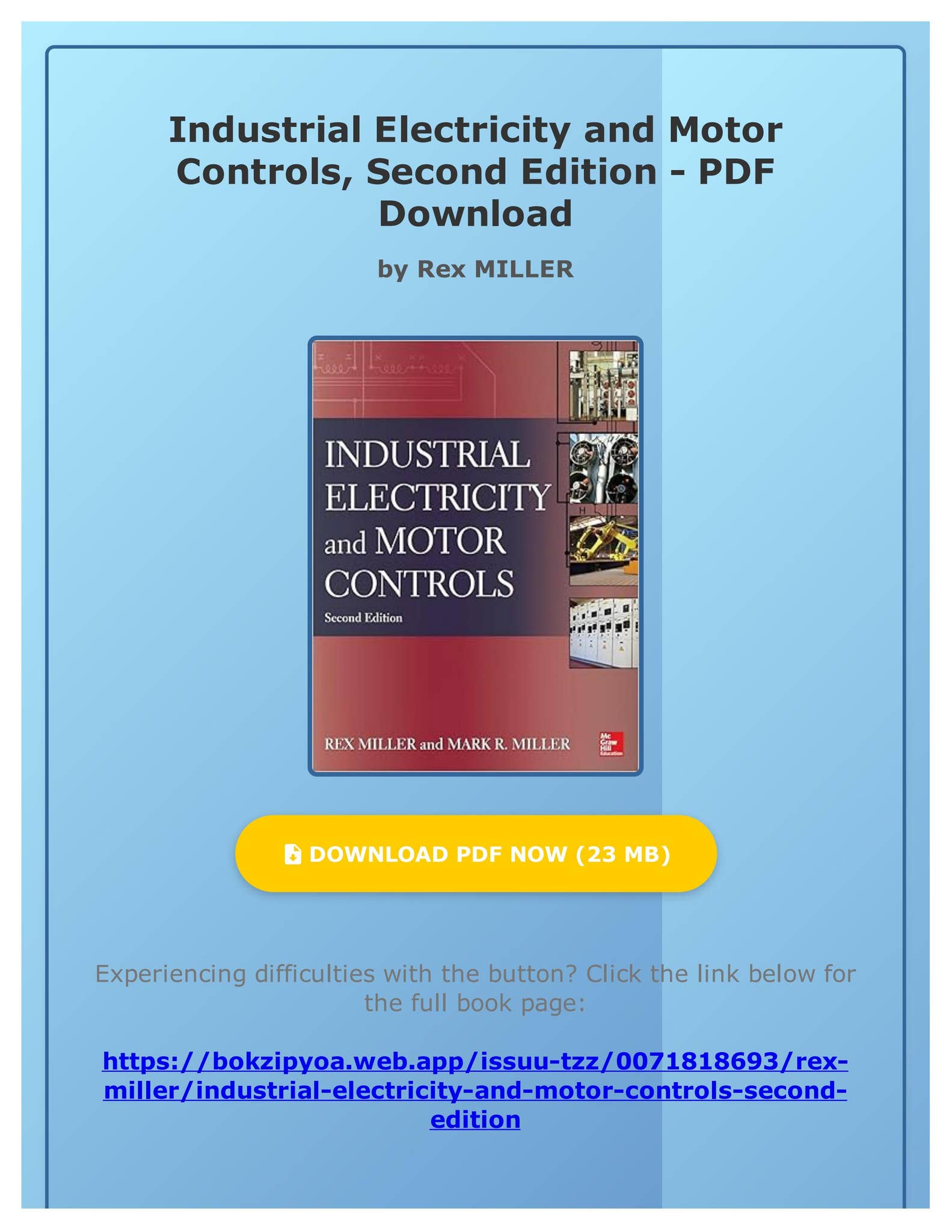Free PDF) Industrial Electricity and Motor Controls, Second