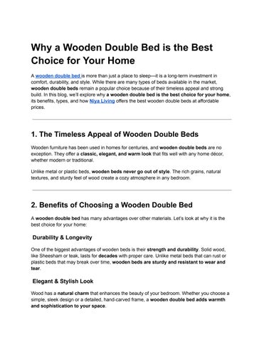 Why a Wooden Double Bed is the Best Choice for Your Home