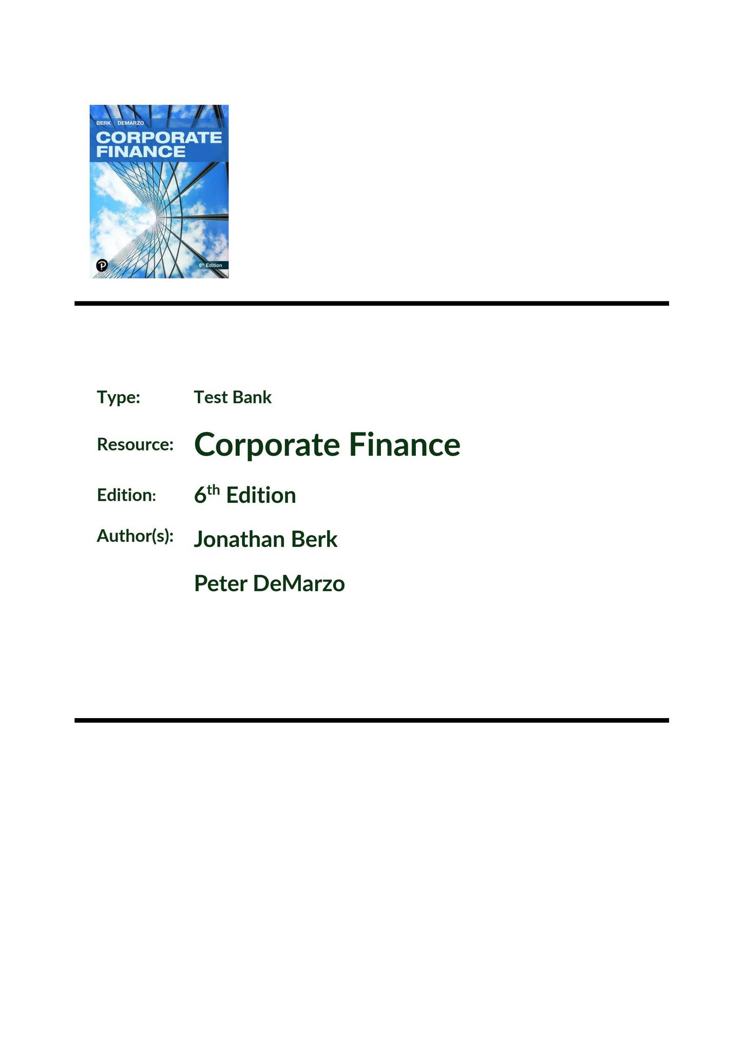 Corporate Finance 6E, Berk, DeMarzo 【公式通販】
