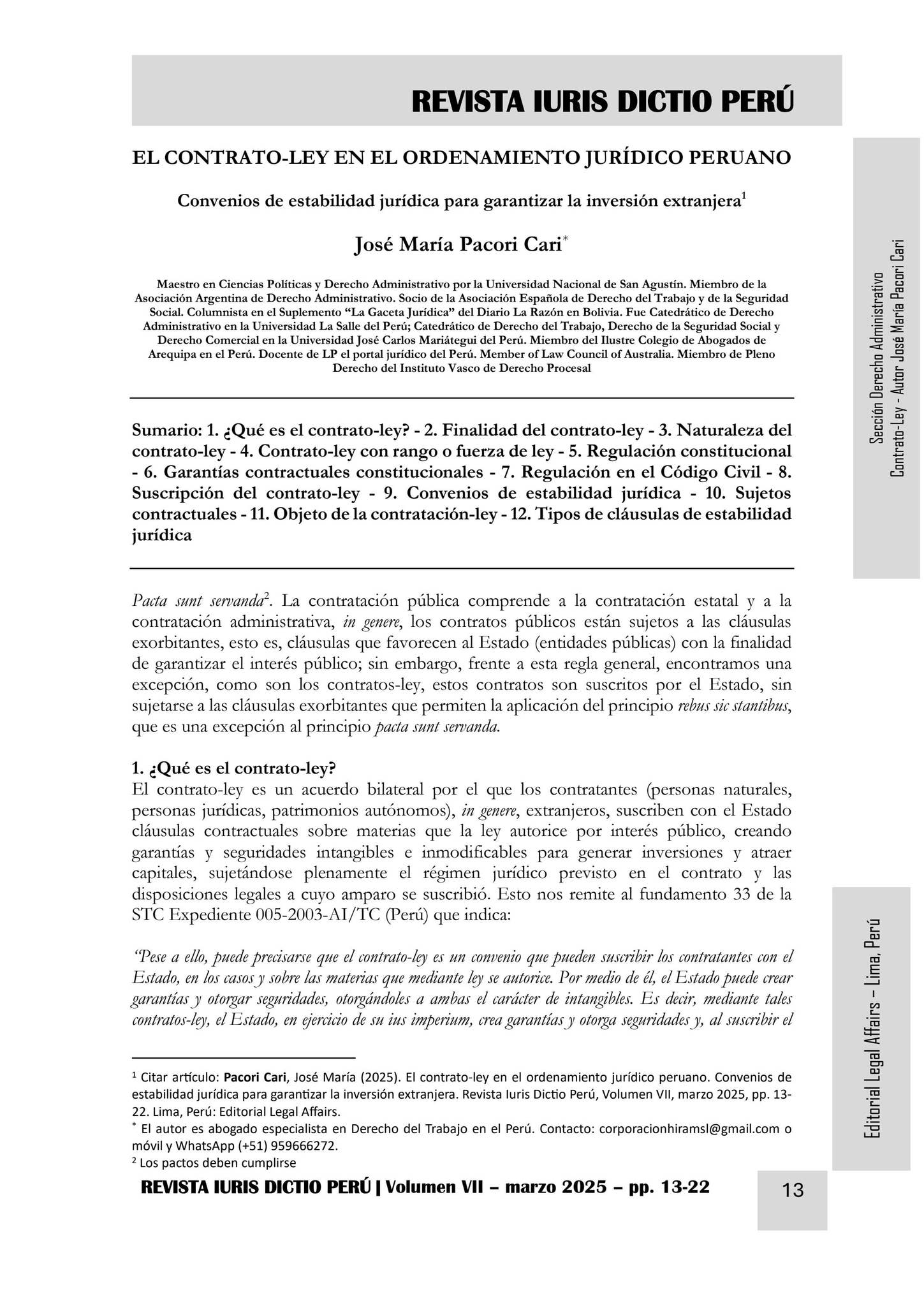 EL CONTRATO-LEY EN EL ORDENAMIENTO JURÍDICO PERUANO - AUTOR JOSÉ MARÍA ...