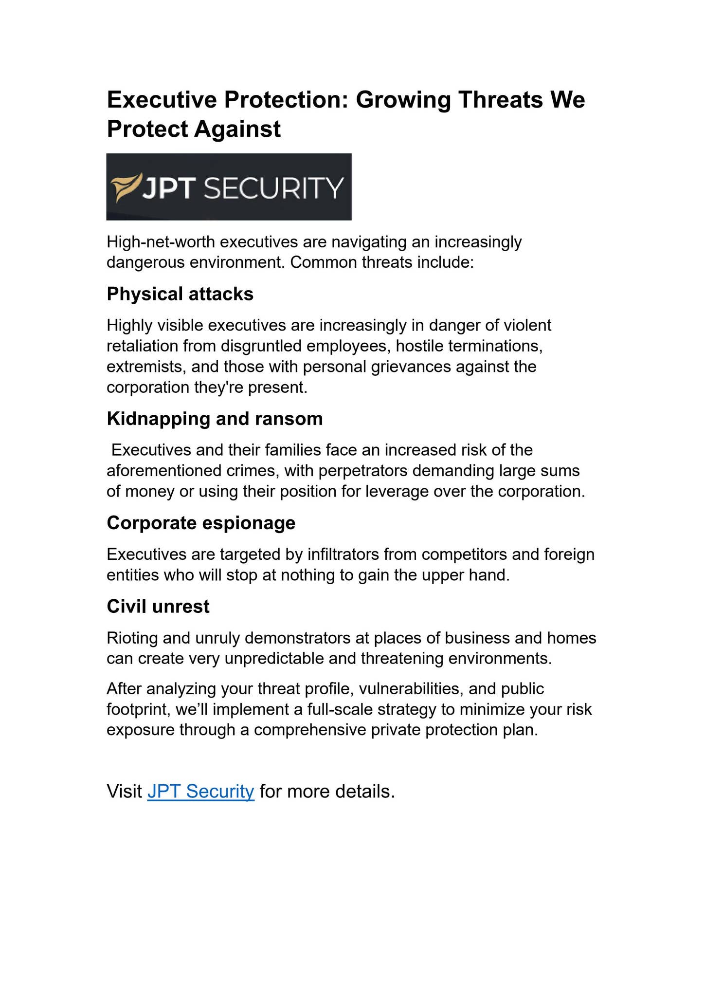 Executive Protection Process Map Executive Protection: Growing Threats We Protect Against by ...