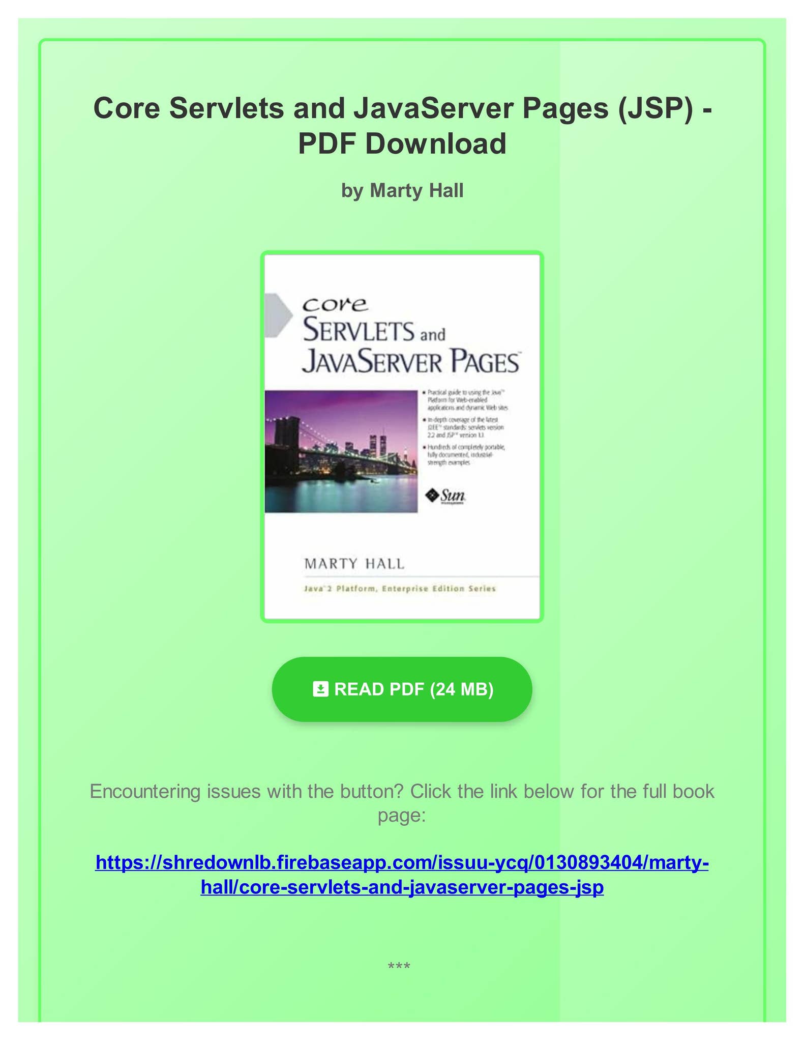 PDF Core Servlets and JavaServer Pages (JSP) by Marty Hall by ...