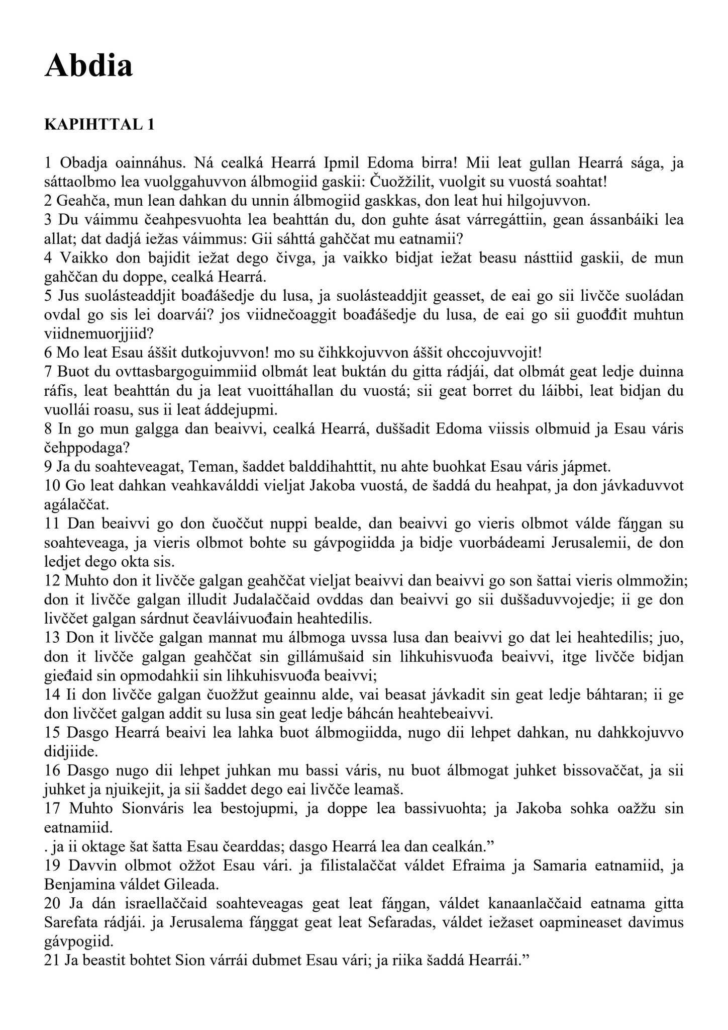 Sami (North) - The Book of the Prophet Obadiah by Filipino Tracts and ...