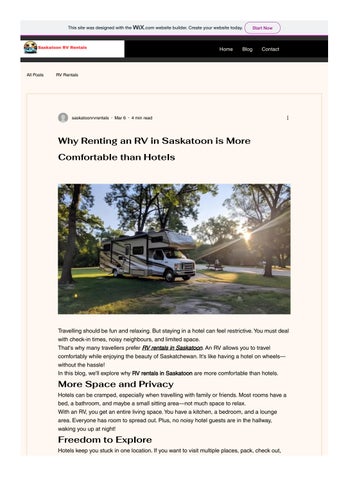 Why Renting an RV in Saskatoon is More Comfortable than Hotels