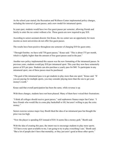 New Rec Center Policies Making a Difference After First Semester, Much To Students Dismay