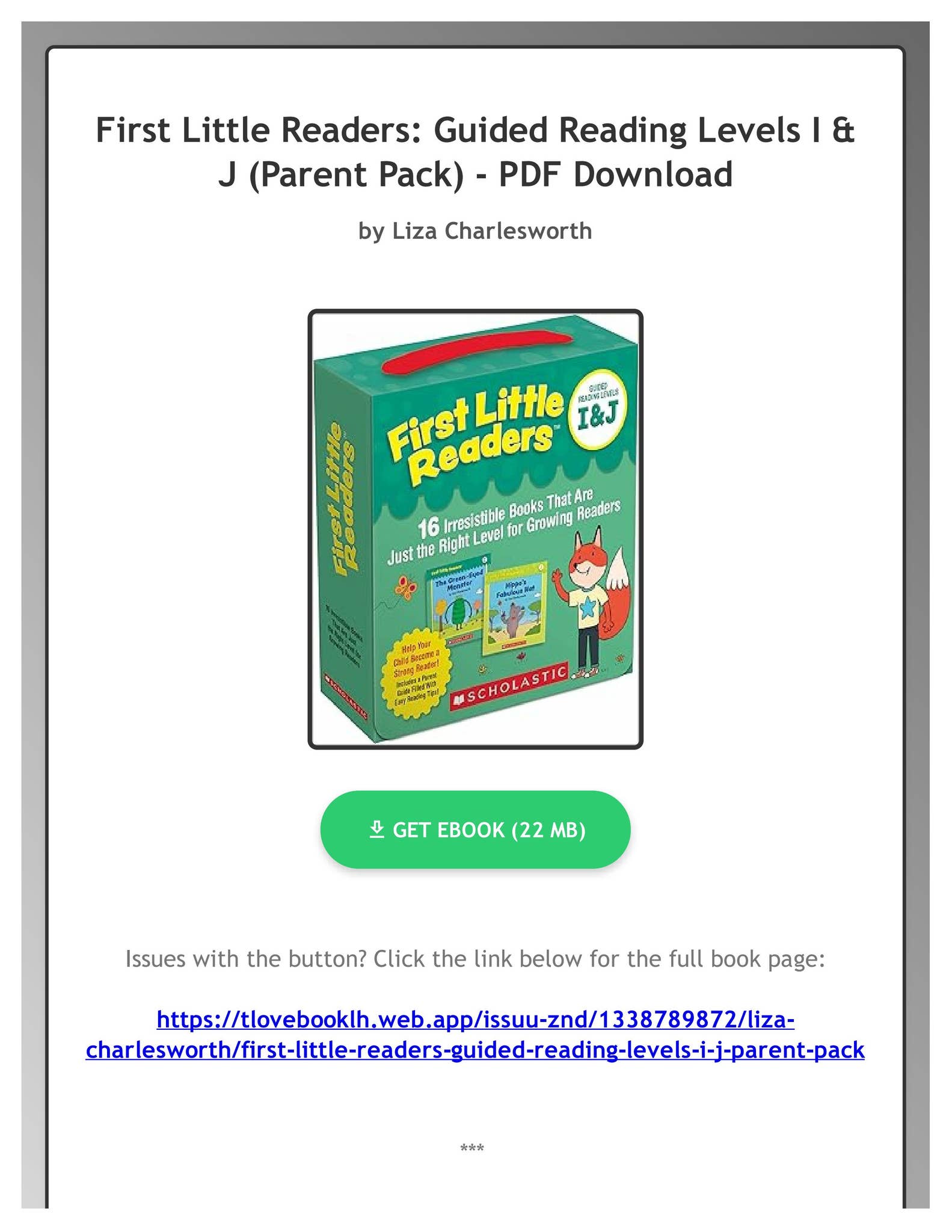 PDF) First Little Readers: Guided Reading Levels I & J