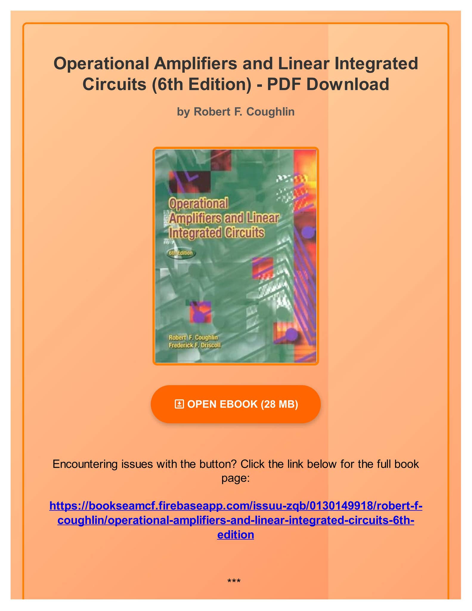 PDF Download Operational Amplifiers and Linear Integrated Circuits (6th ...