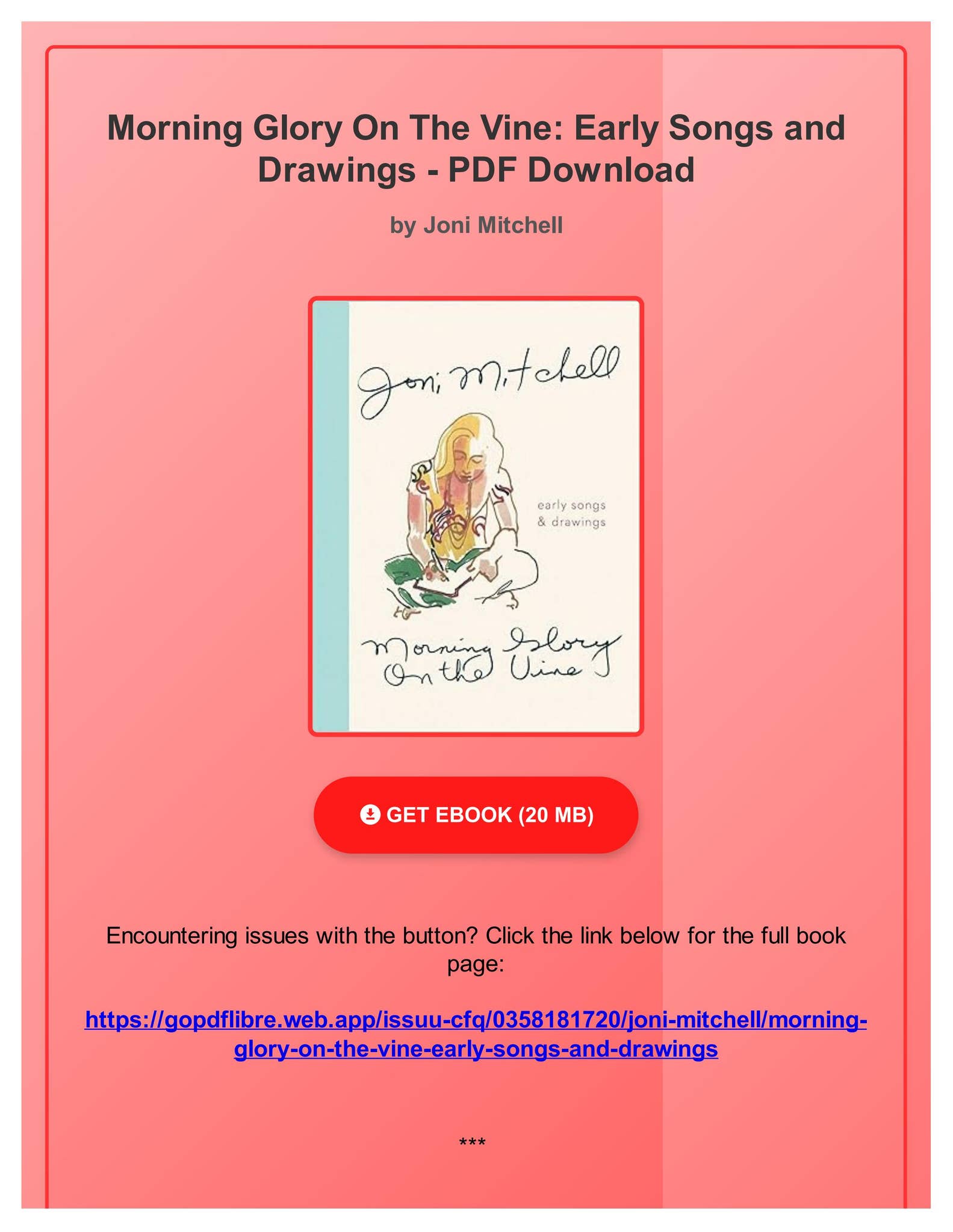 Morning Glory on the Vine - Early Songs and Drawings by Joni