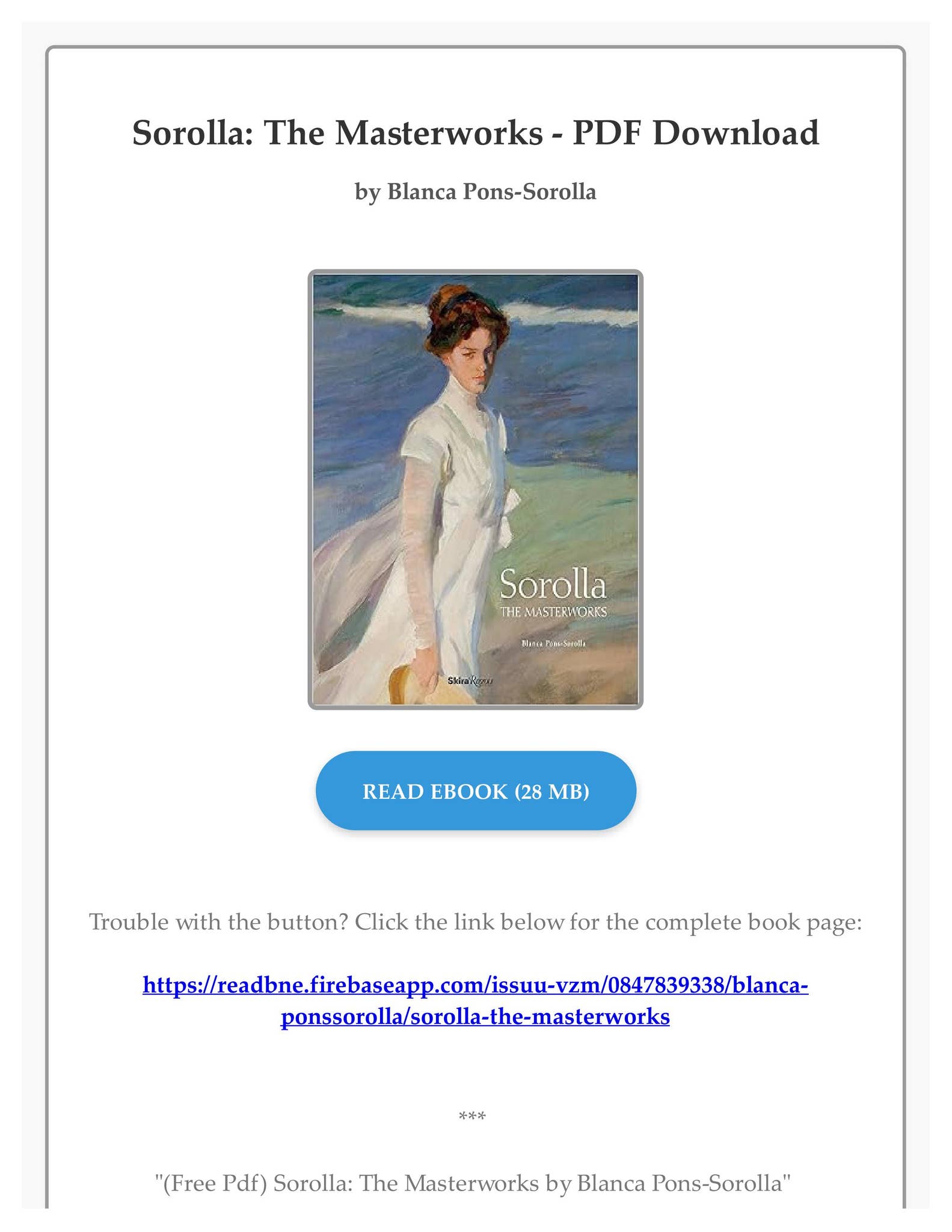 Free Pdf) Sorolla: The Masterworks by Blanca Pons-Sorolla by