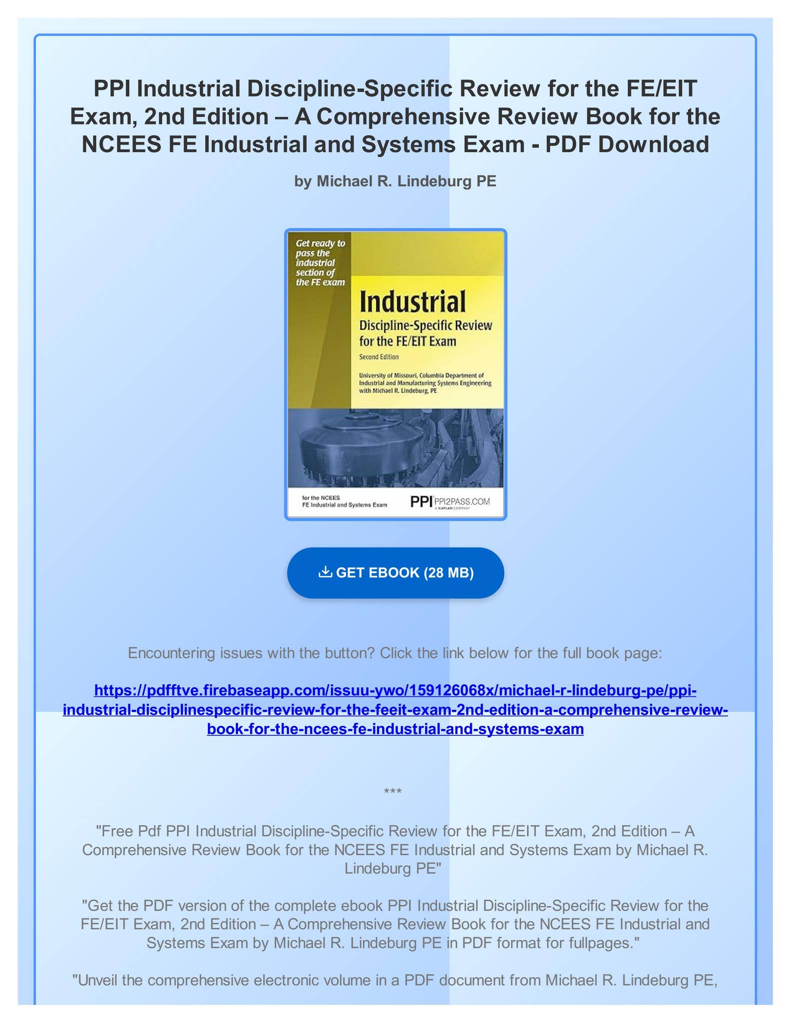 Free Pdf PPI Industrial Discipline-Specific Review for the