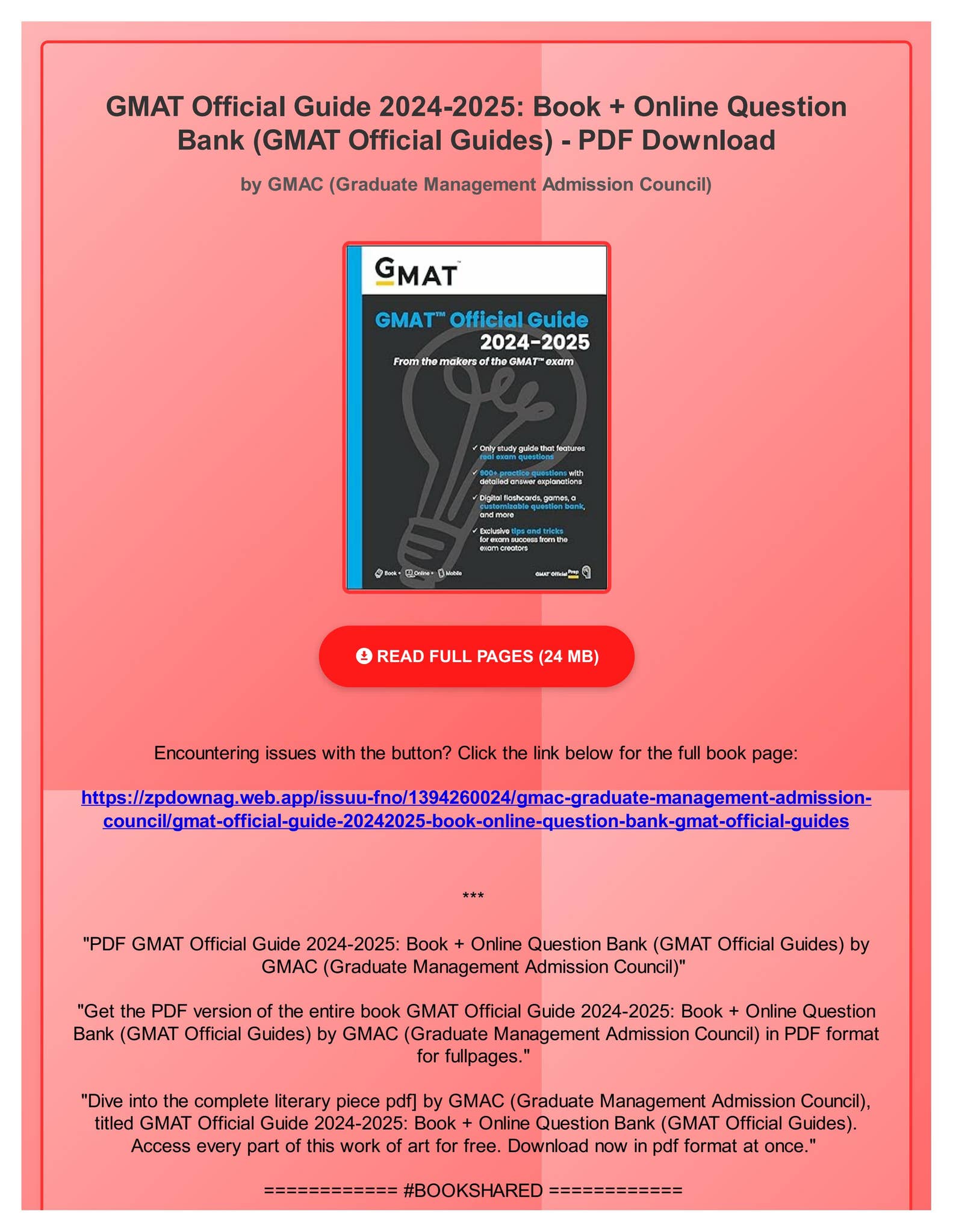 新品未使用 GMAT Official Guide 2024-2025 GMAT Official Guide 2024-2025: Book + Online Question Bank